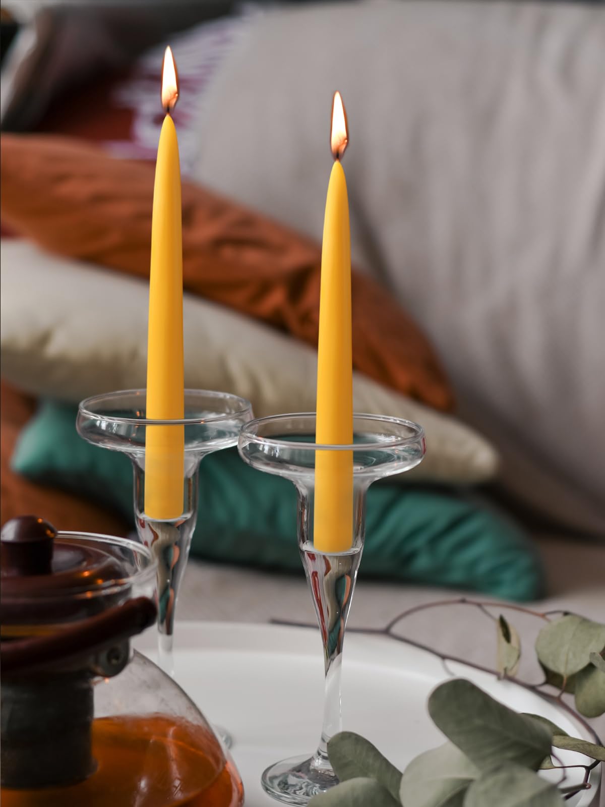 Gift-ready beeswax taper candle for gatherings