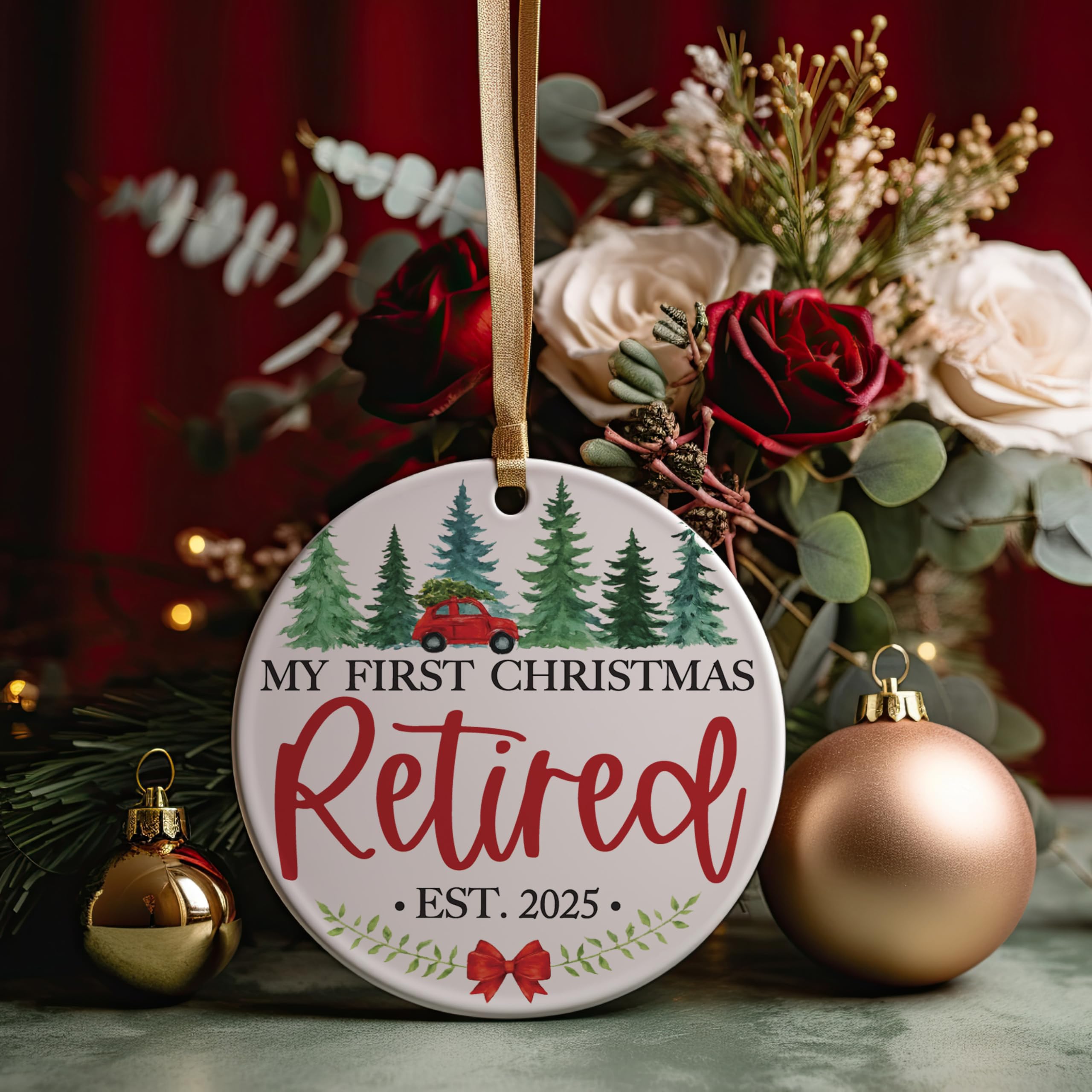 Pink Posies and Pearls Christmas ornament line