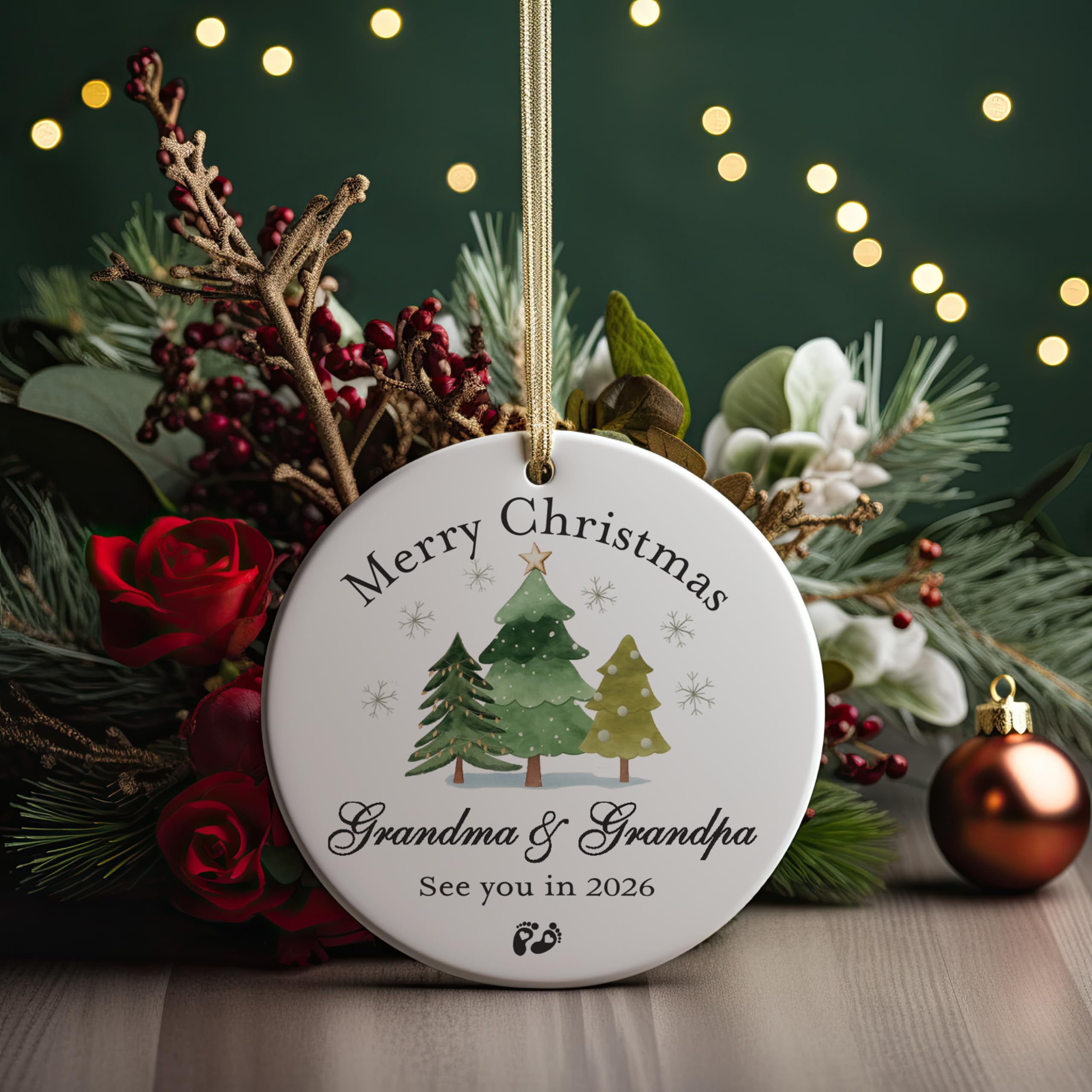 Holiday tree decoration keepsake pink posies pearls