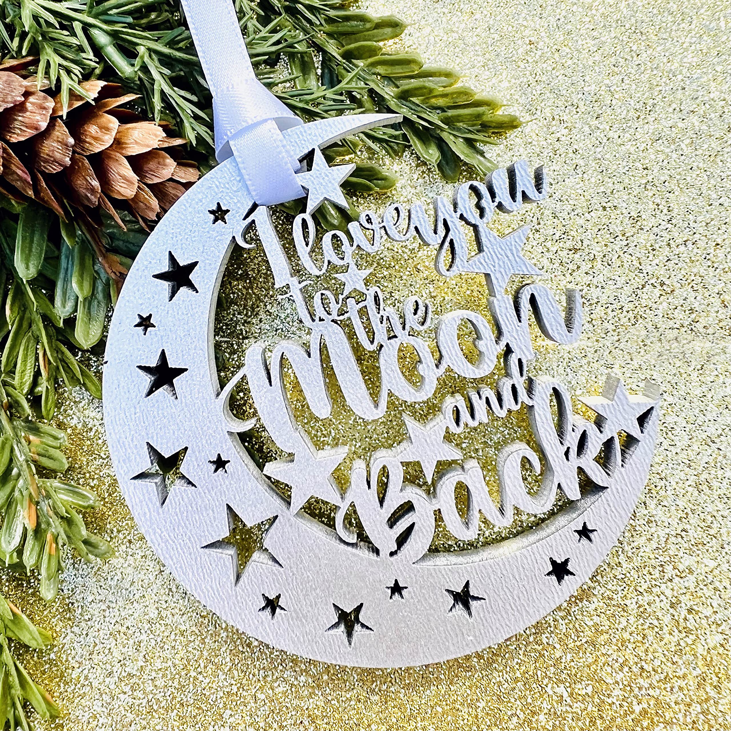 Gift ready ornament with satin ribbon kraft box