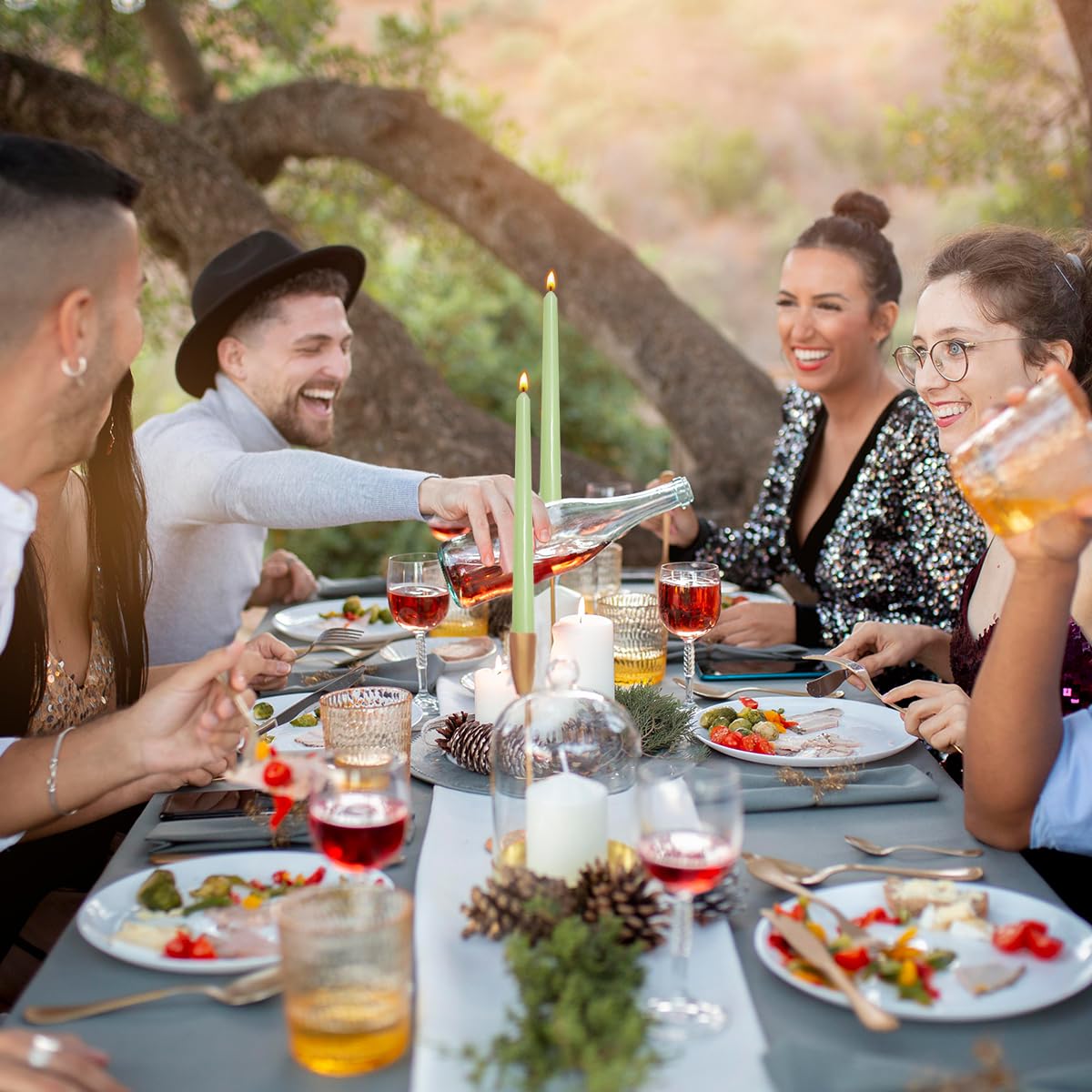 color variation note for sage green candles under lighting