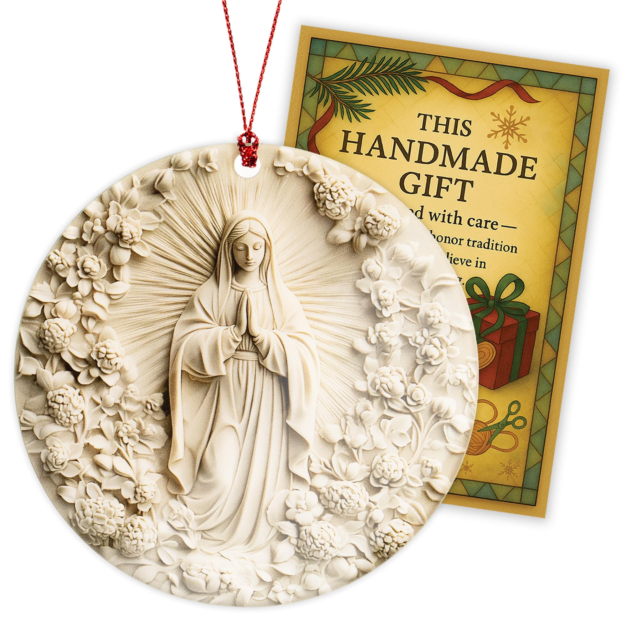 Virgin Mary ornament for nativity display and prayer corner