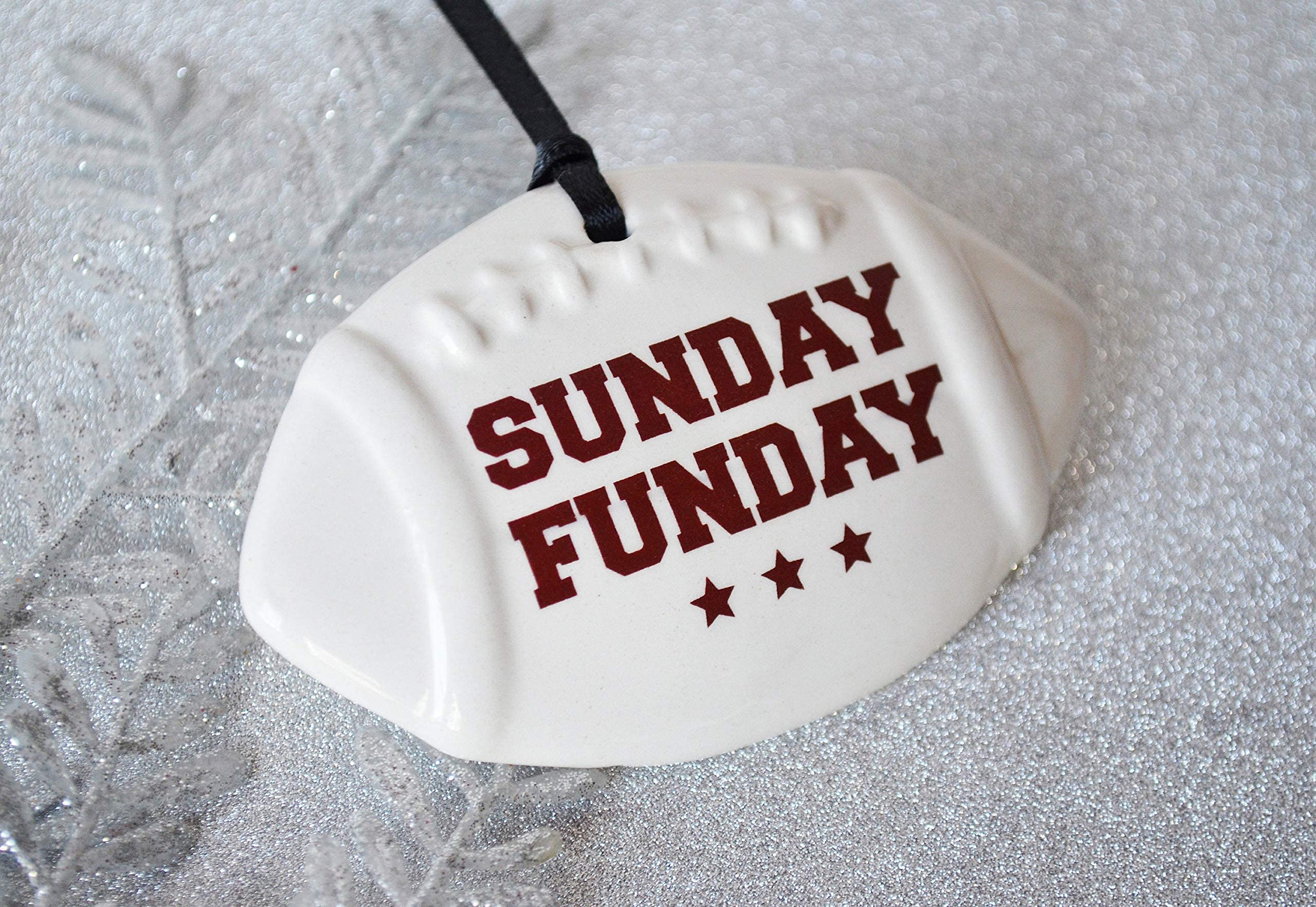 Gift boxed ornament ready to give football