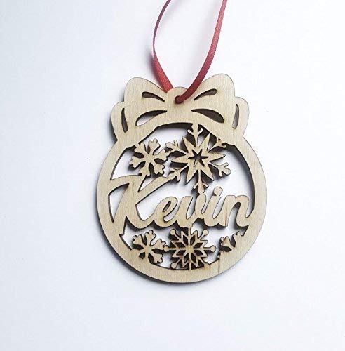 Gift wrap idea featuring wooden ornament