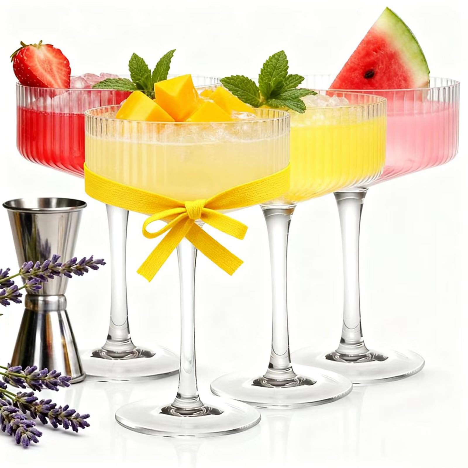 Ribbed bar drinking glasses for entertaining