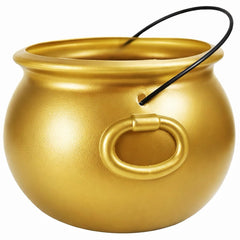 GIFTEXPRESS 8 inch gold cauldron bucket with black handle