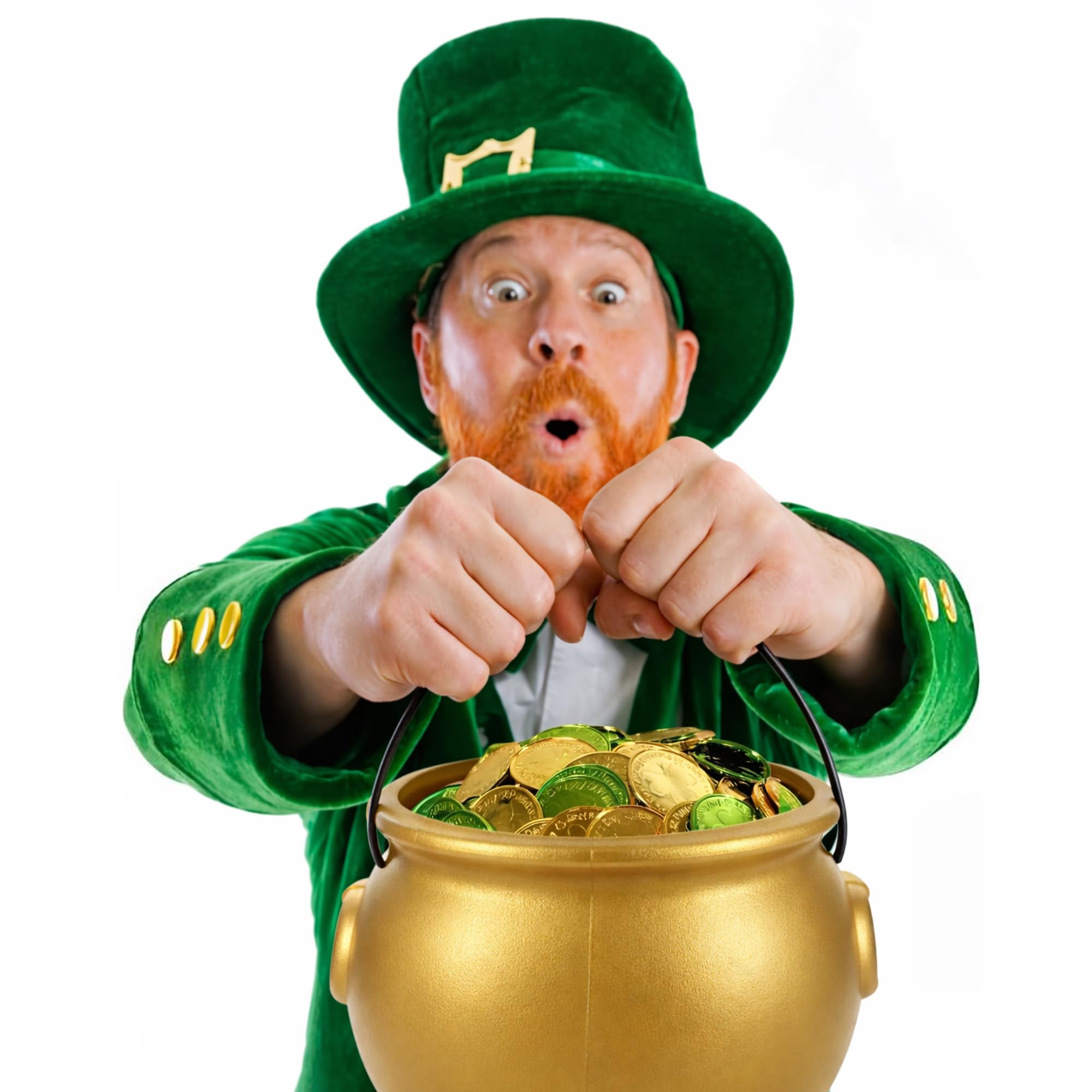 8 inch gold cauldron bucket for St Patrick's Day decor