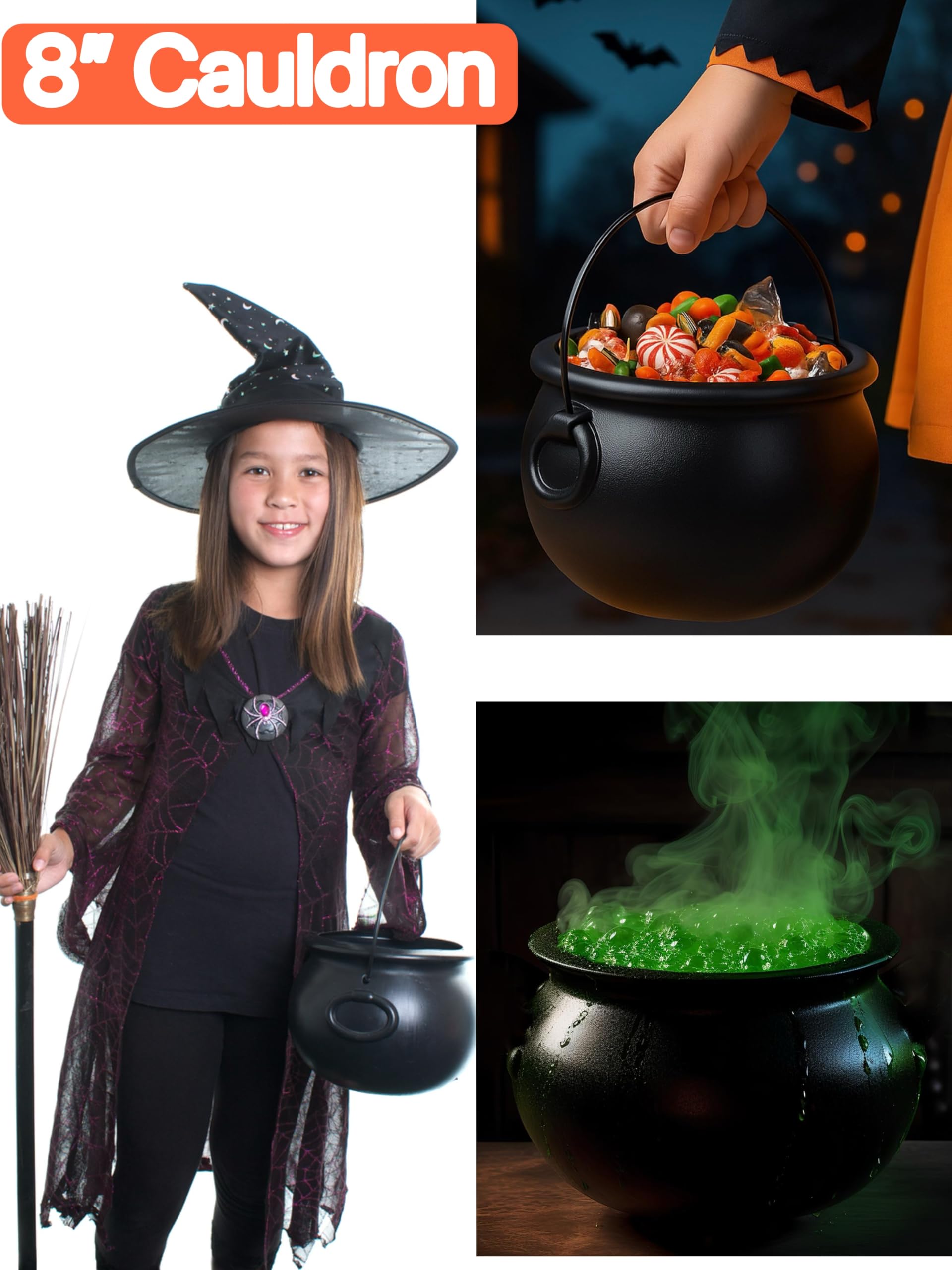 Small 8 inch cauldron trick-or-treat pail