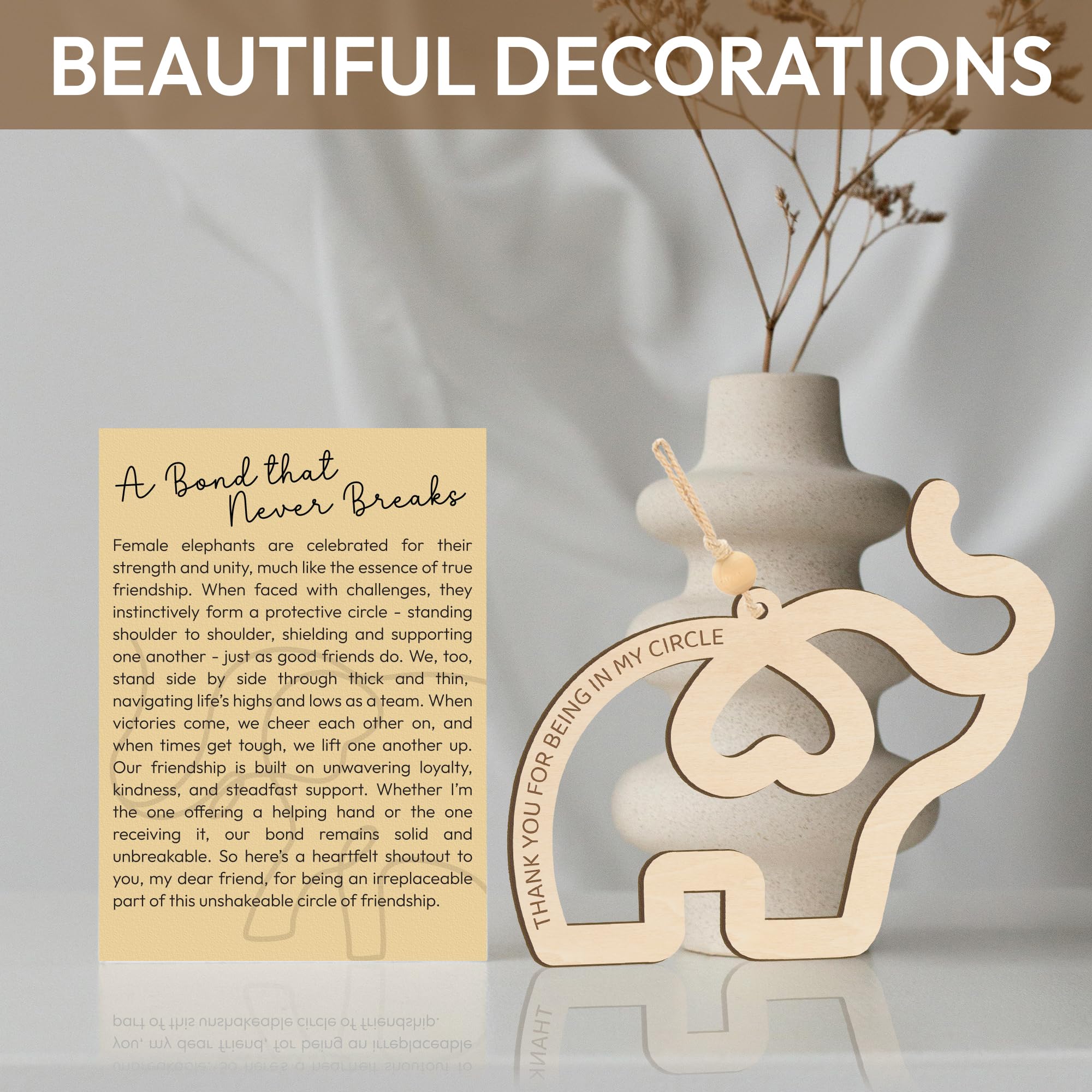Elephant ornament set ideal as birthday gift for women