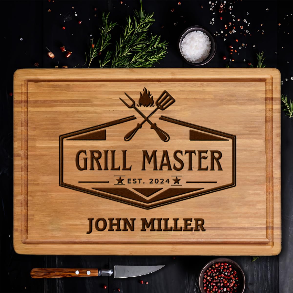 Customizable grill cutting board gift for men by GiftsToEngrave
