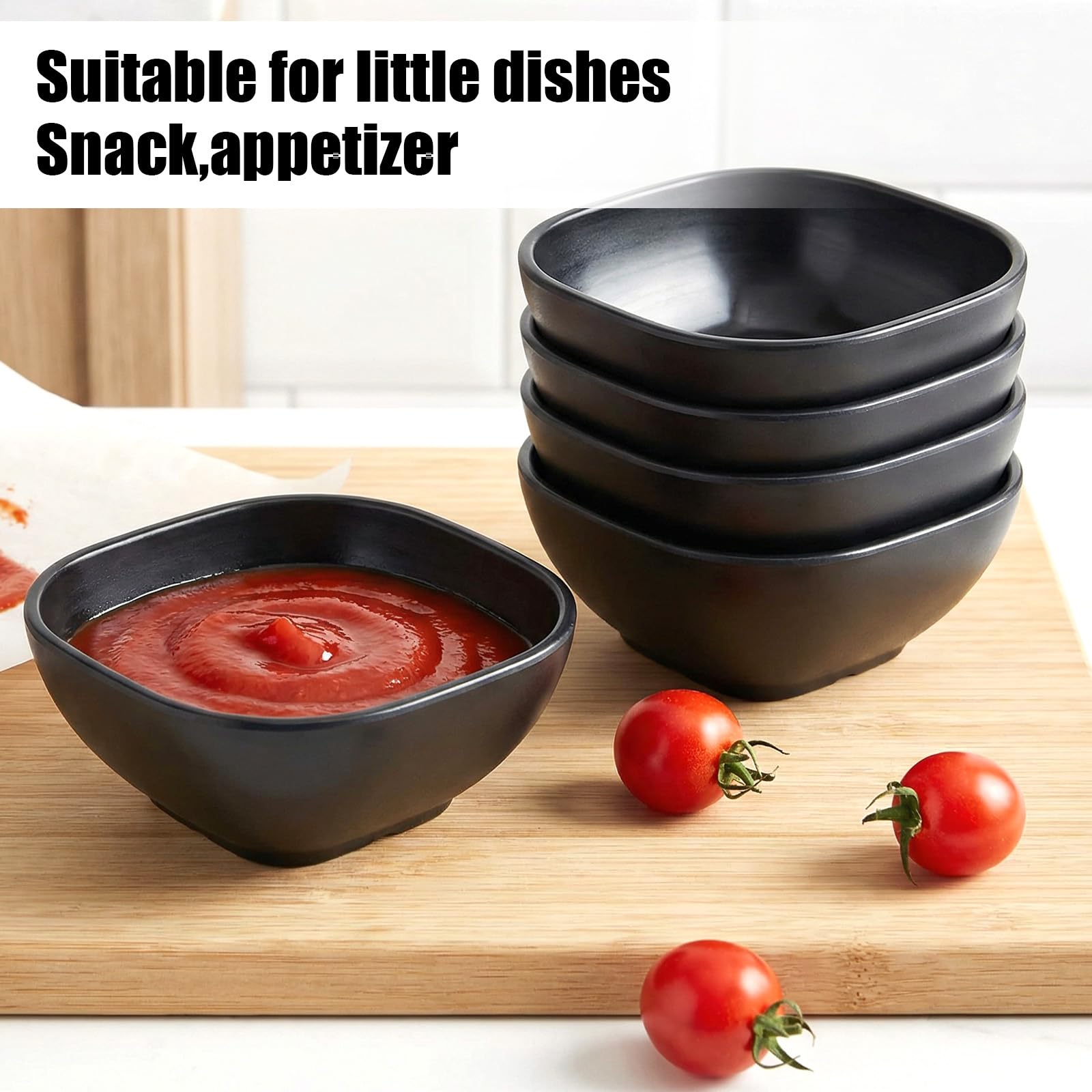 Black small dessert bowls for snacks and meal prep