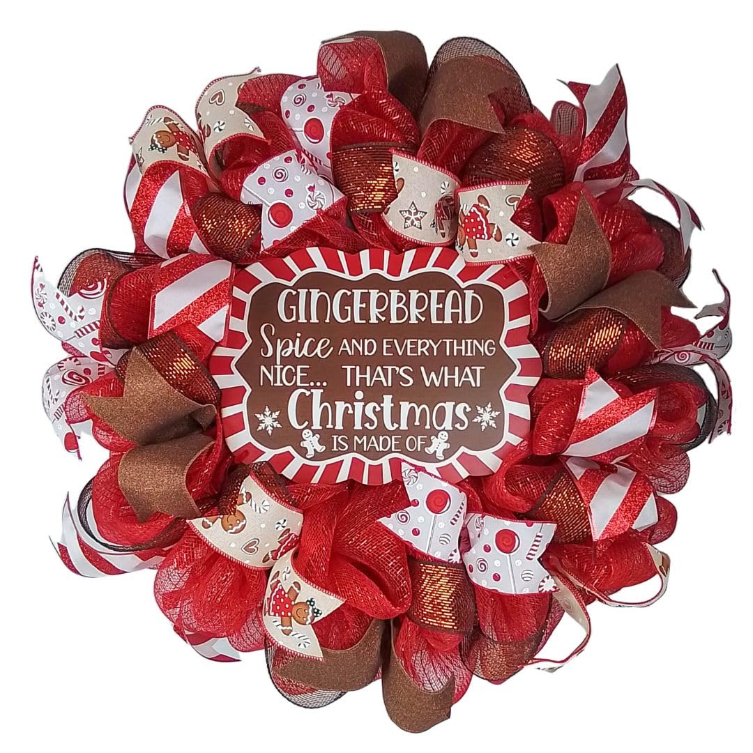 Gingerbread Wreath 24-inch-round with center gingerbread sign
