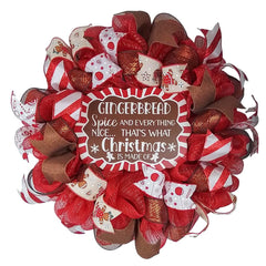 Gingerbread Wreath 24-inch-round with center gingerbread sign