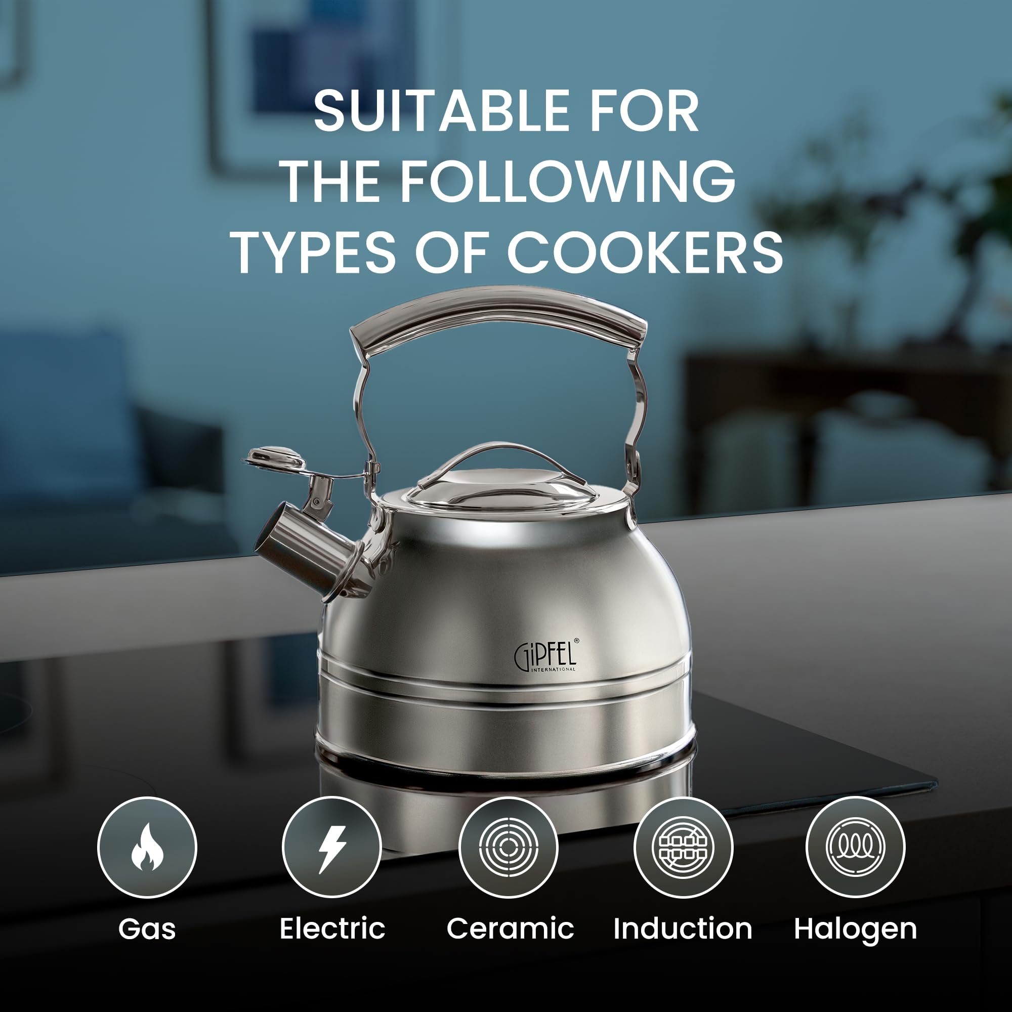 Classic stovetop tea kettle design by GIPFEL INTERNATIONAL