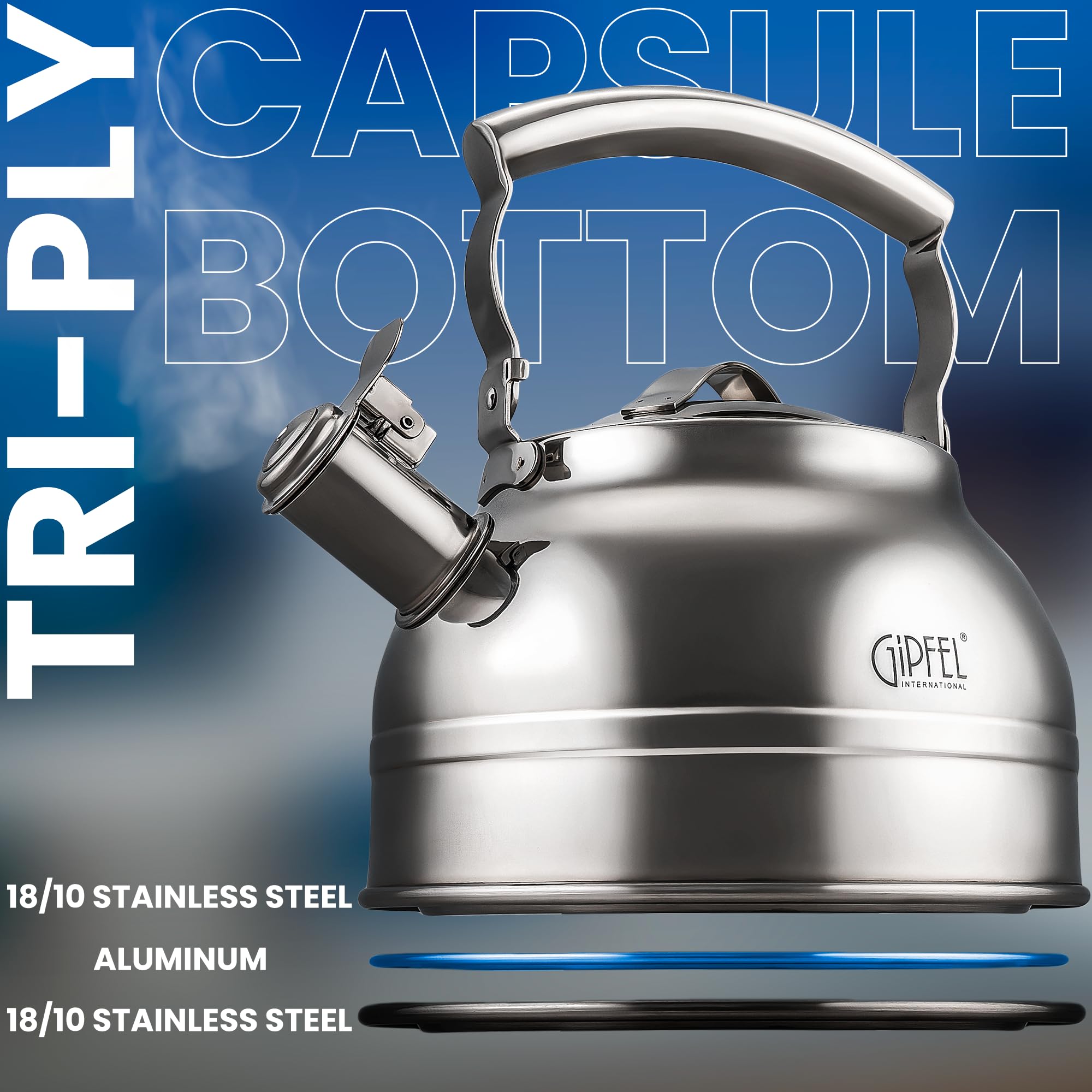 Stovetop kettle compatible with gas induction electric by GIPFEL INTERNATIONAL