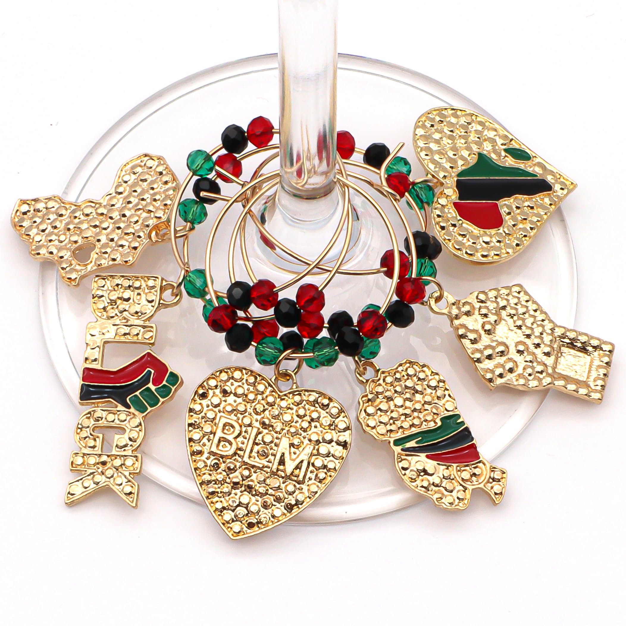 Girl with an African headwrap wine charm