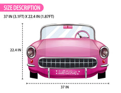 Durable cardboard pink car prop that stands alone without glue tape