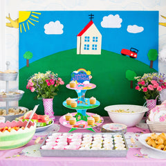 Pink cartoon cupcake stand girls party decor