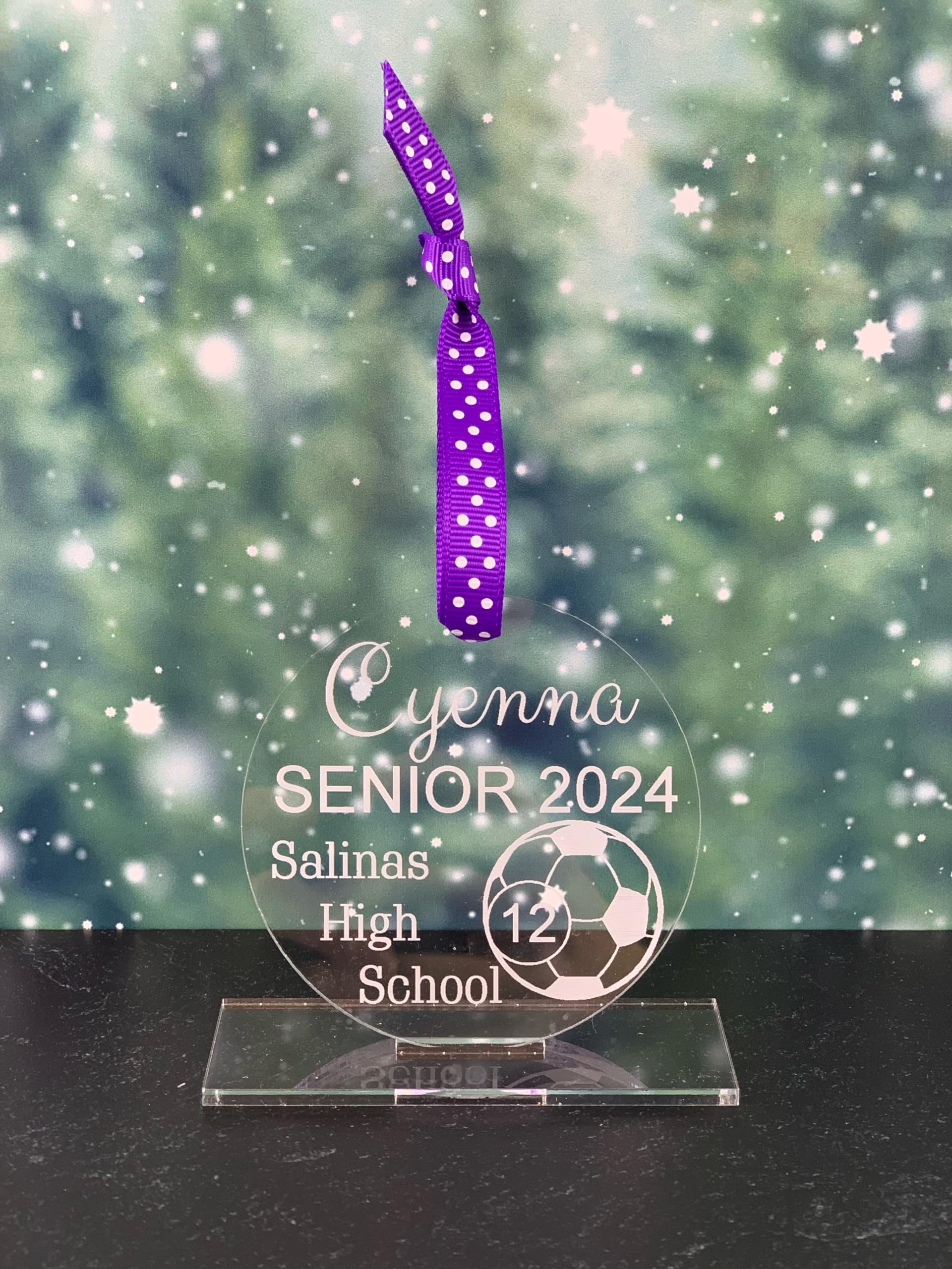 Girls soccer gifts custom acrylic keepsake ornament