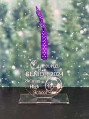 Girls soccer gifts custom acrylic keepsake ornament