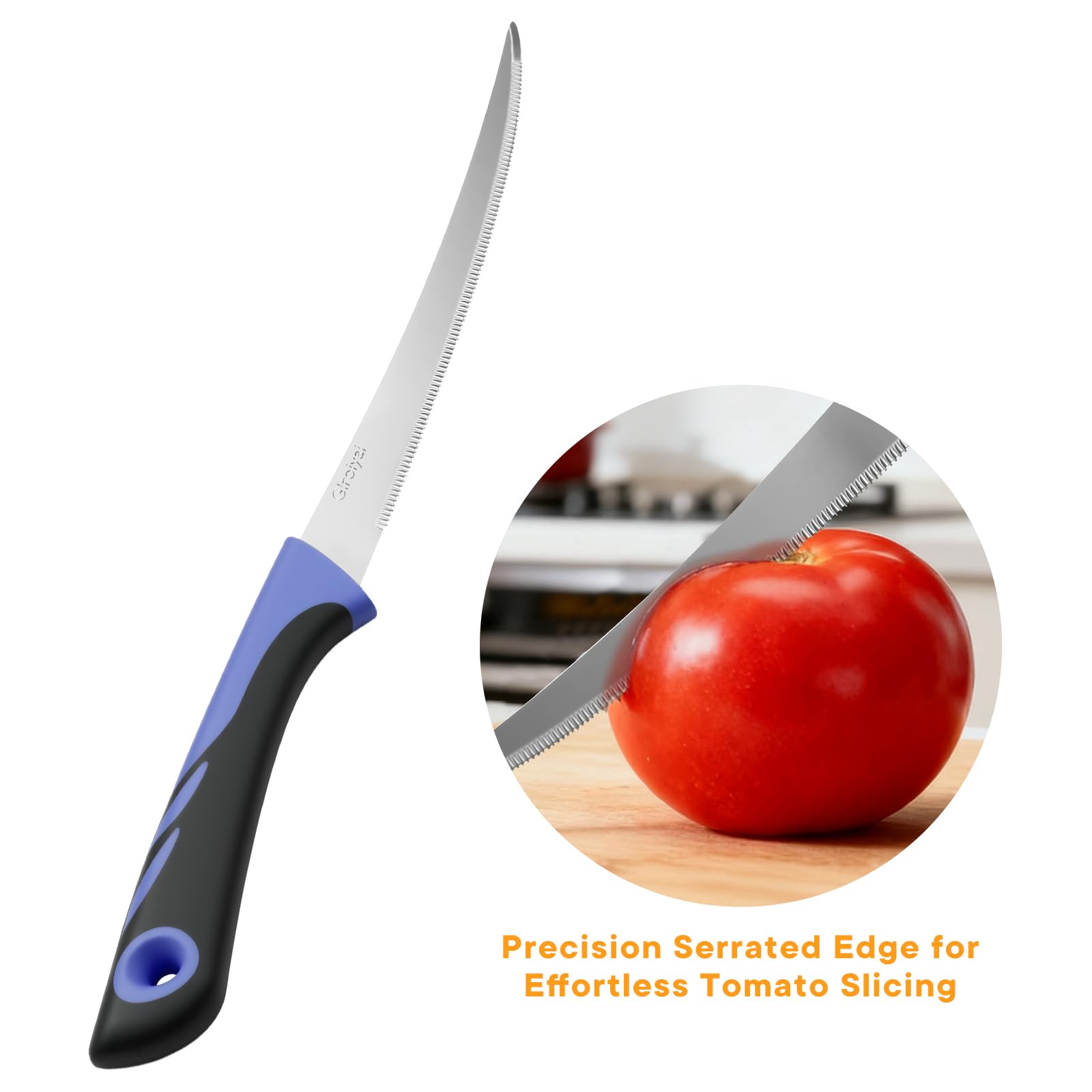 Serrated tomato knife blade for easy slicing GIroiyai