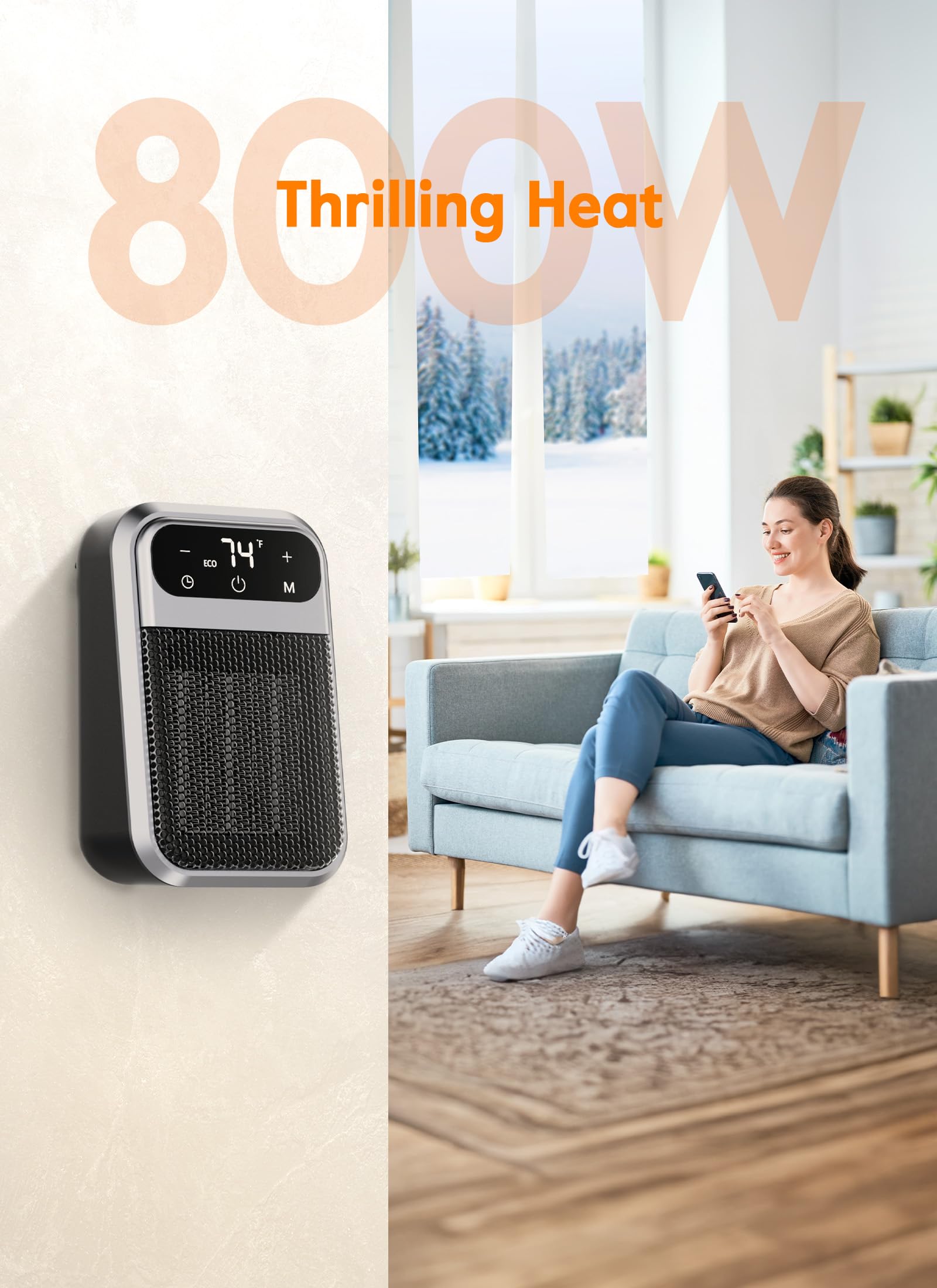 ECO Mode adjustable thermostat auto stop feature on Givebest heater