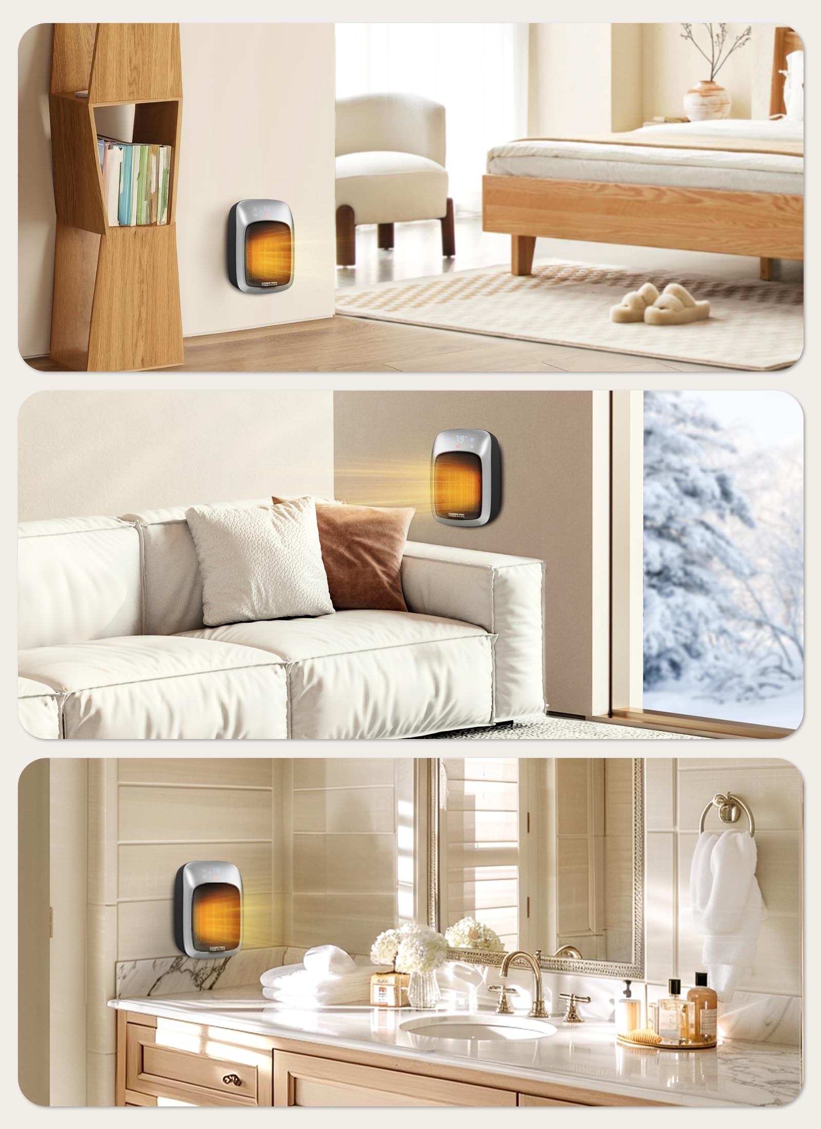 Quiet operation space heater for bedrooms and offices