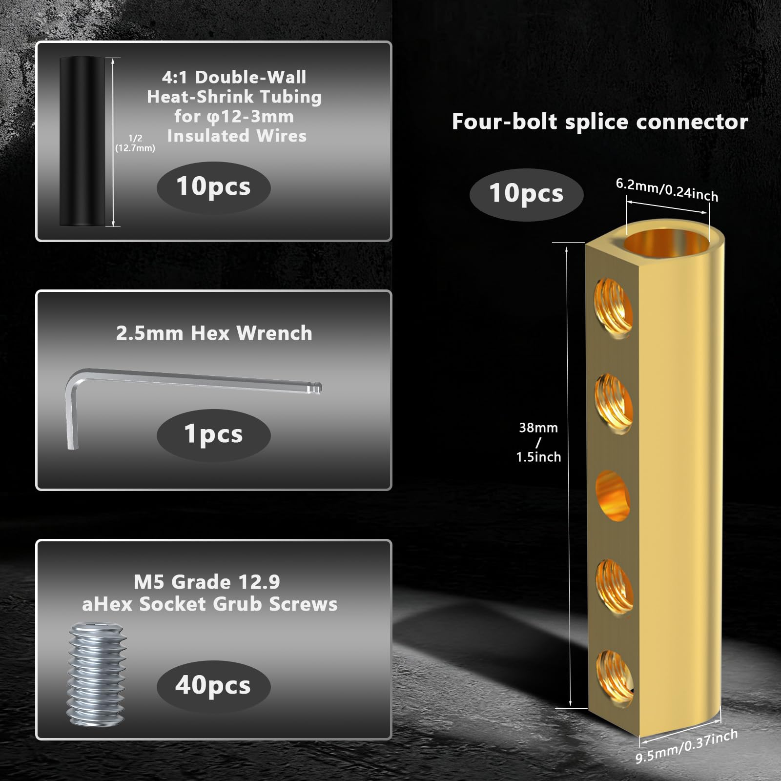 40 M5 screws 12-9 grade included in kit