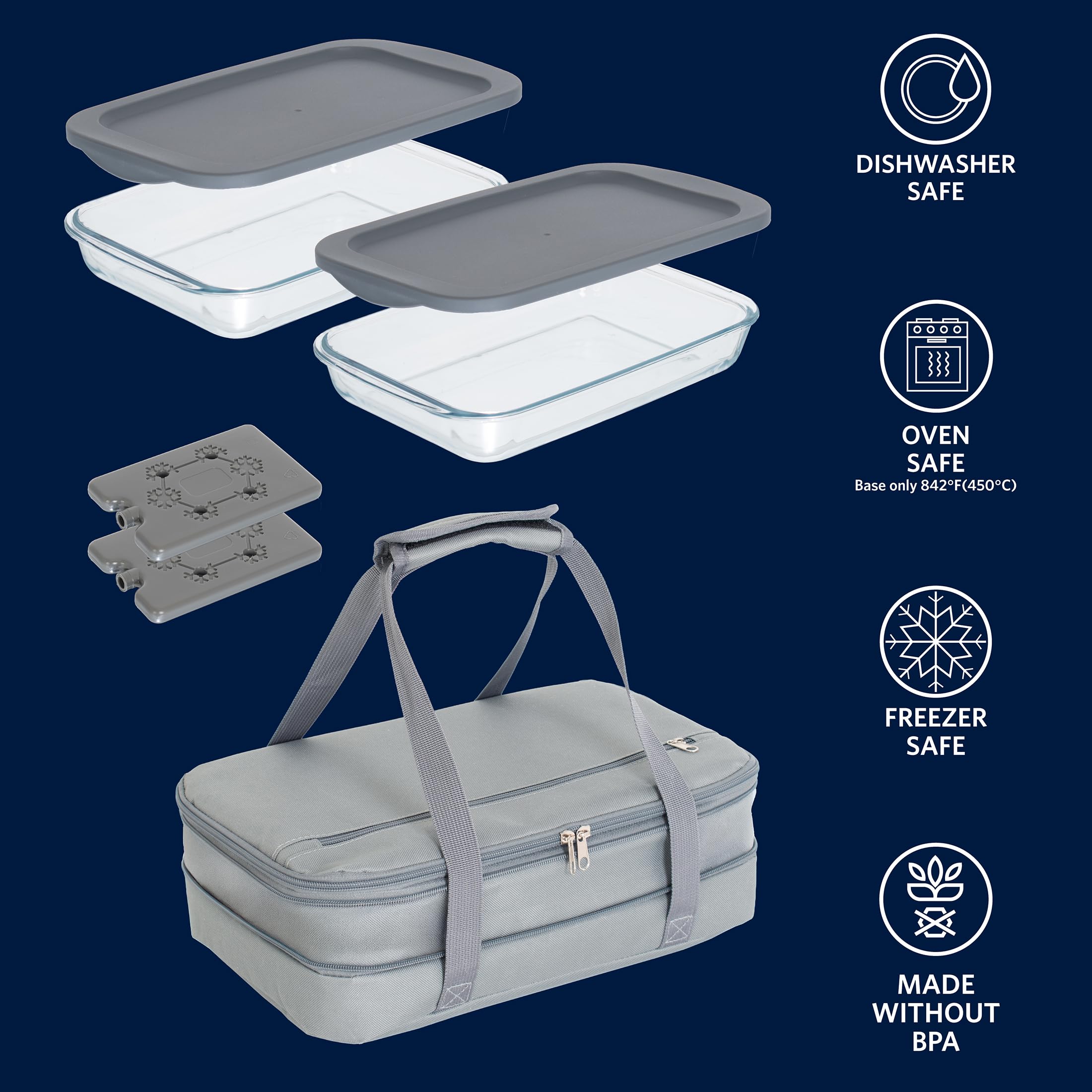 Zippered tote bag for Glad Cook & Take Set transport and storage