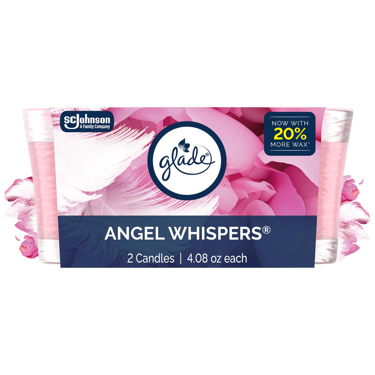 Glade Angel Whispers 1-Wick Scented Candle Jar with essential oils