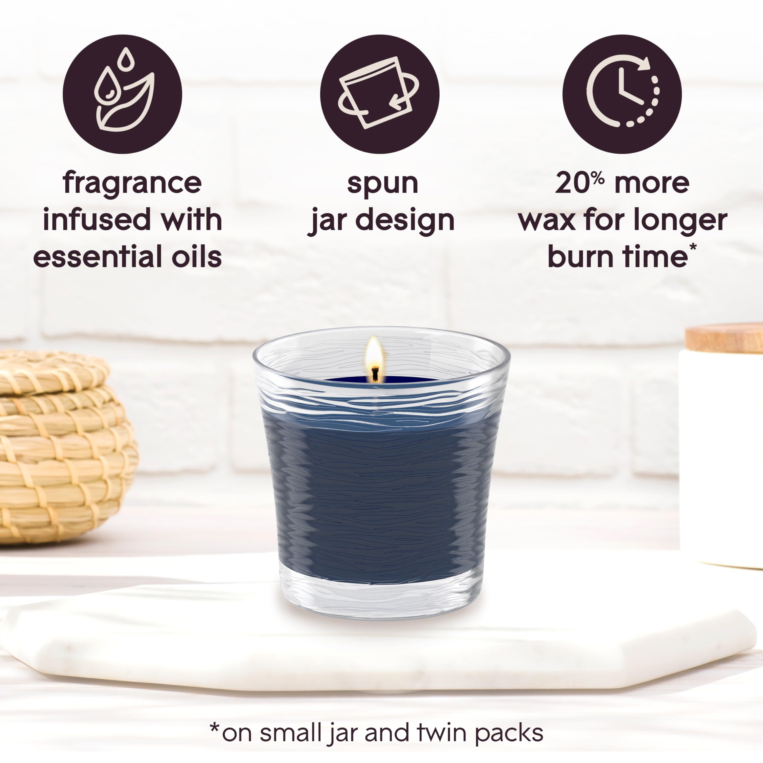 Glade essential oils fragrance note on label