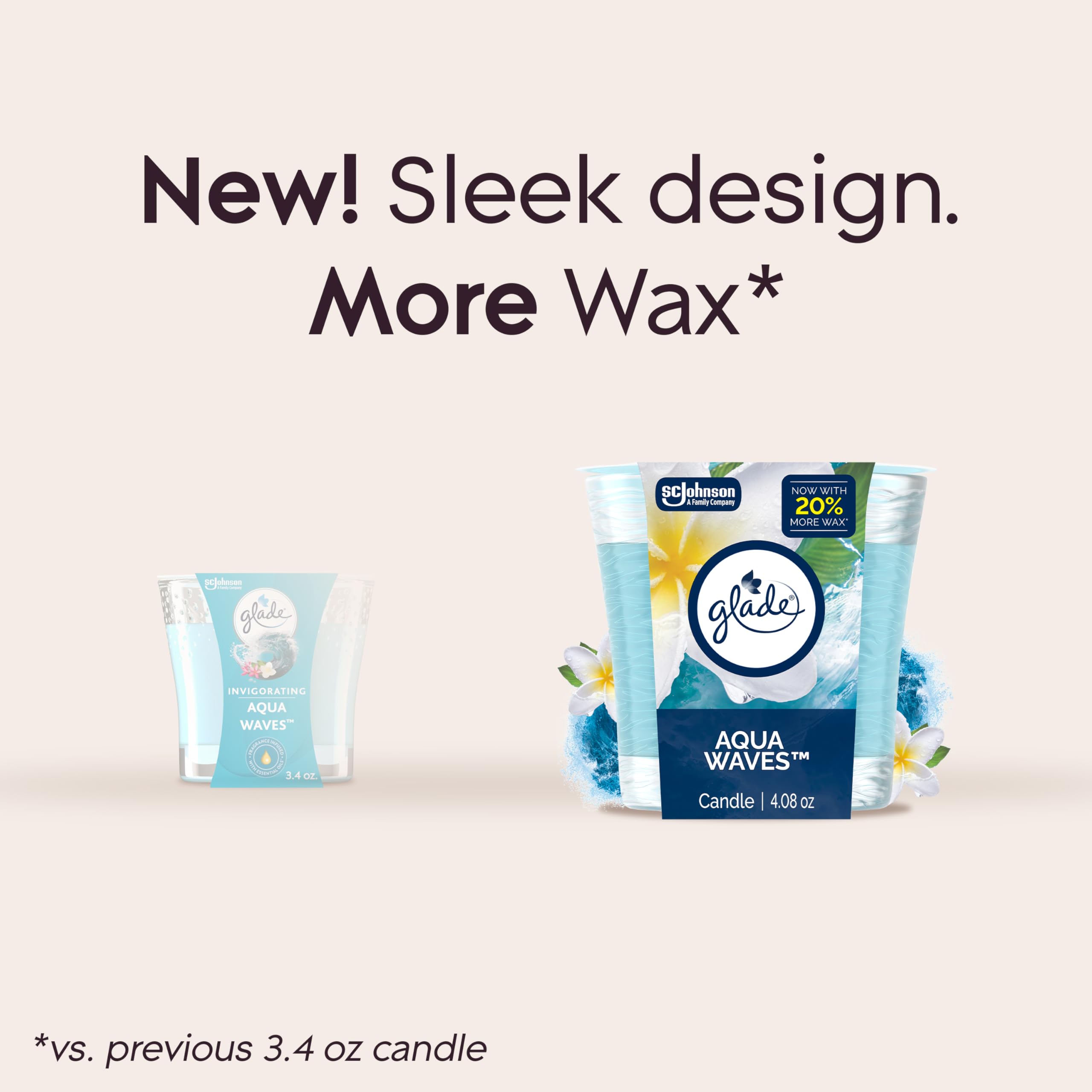 Glade Aqua Waves candle jar packaging 2 count