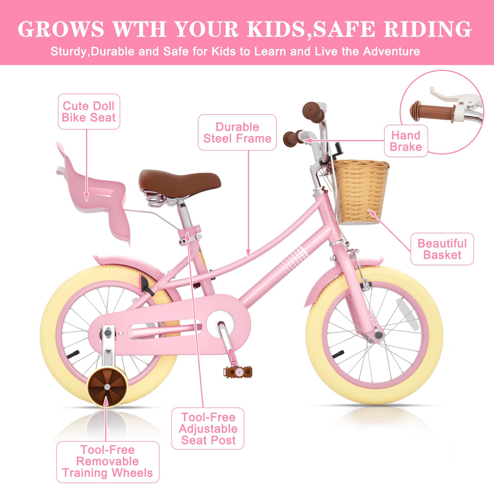 Glaf pink 20 inch children bike