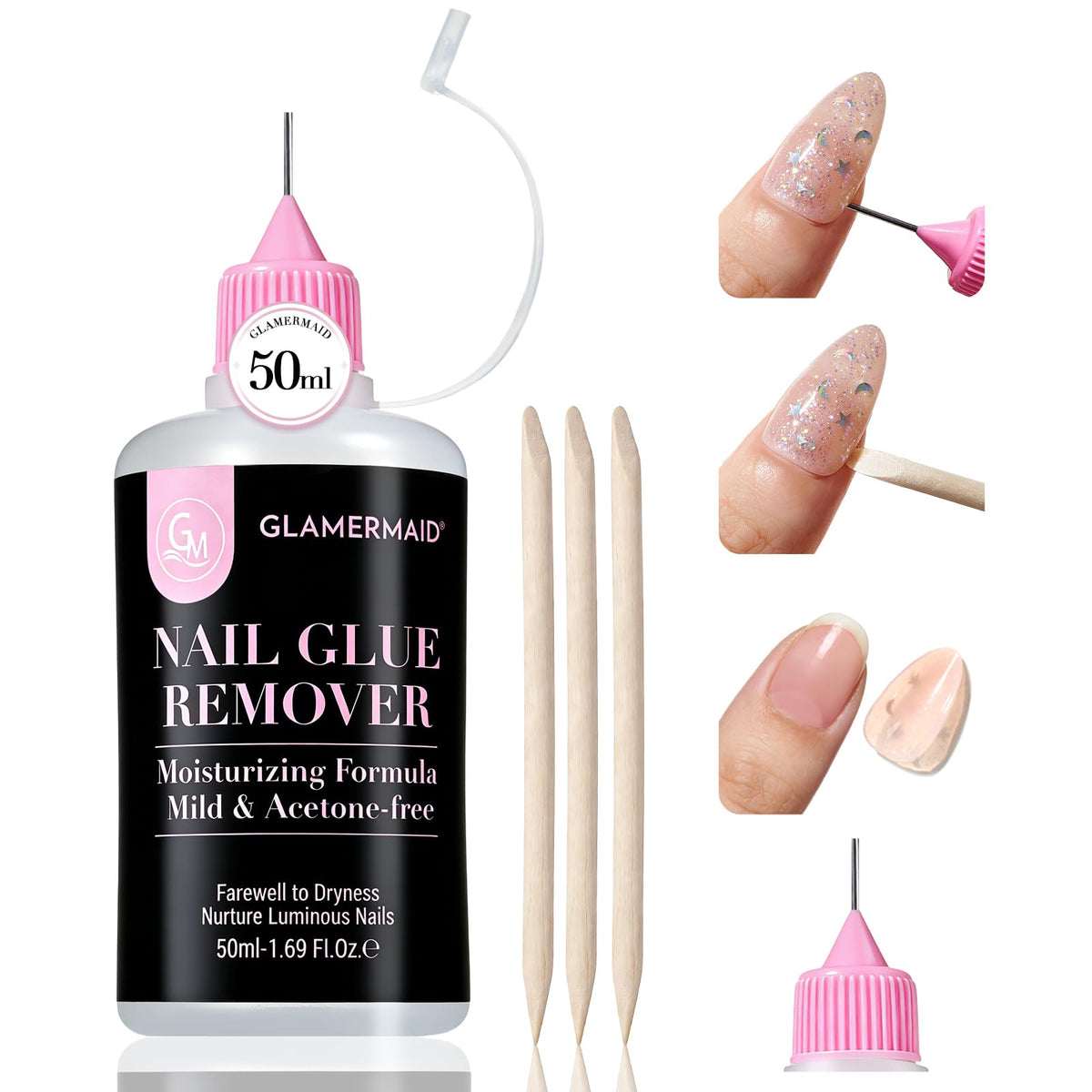 glamermaid 50ml pinpoint nail glue remover bottle