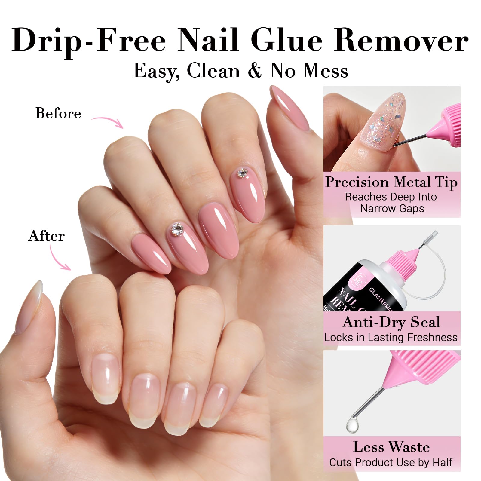 glamermaid 50ml pinpoint nail glue remover kit with sticks