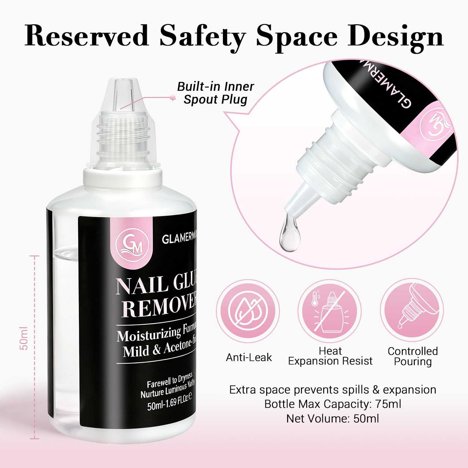 glamermaid acetone-free nail glue remover label