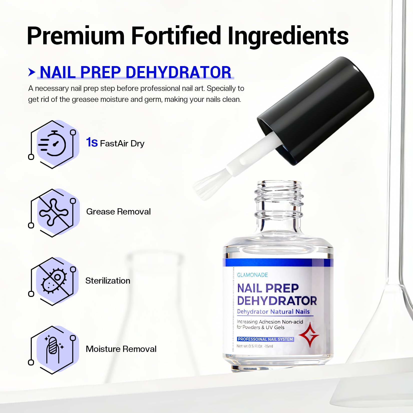 Application of Glamonade nail dehydration on nail surface