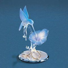 Glass Baron hummingbird blue flower glass figurine 4.5 inches tall