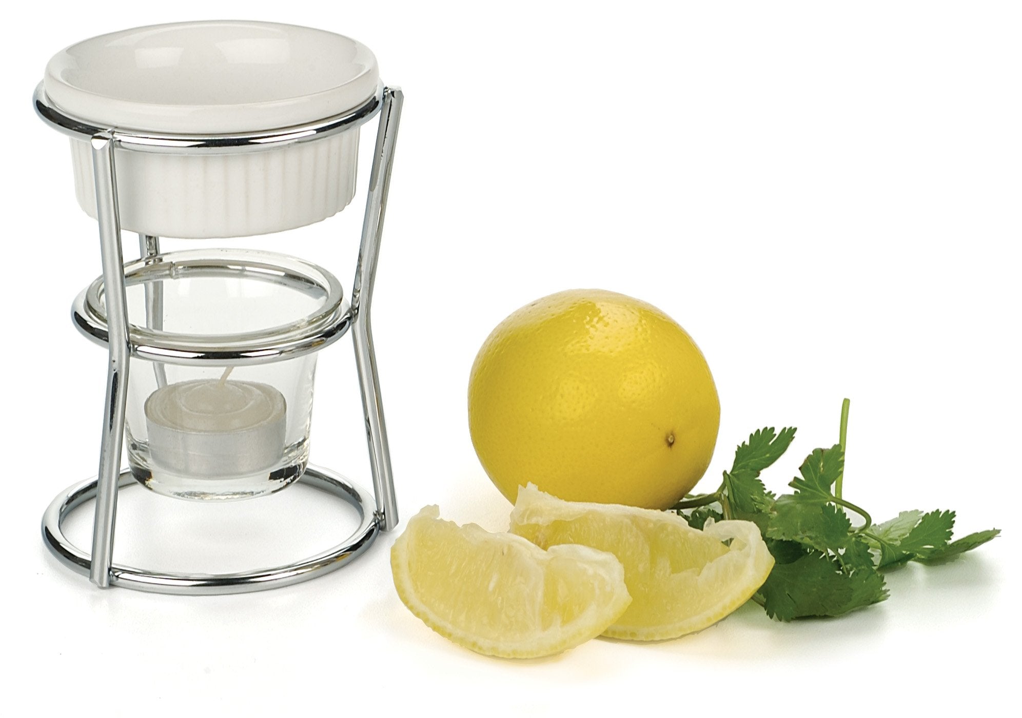 1/3-Cup capacity butter warmer set with candles and holders