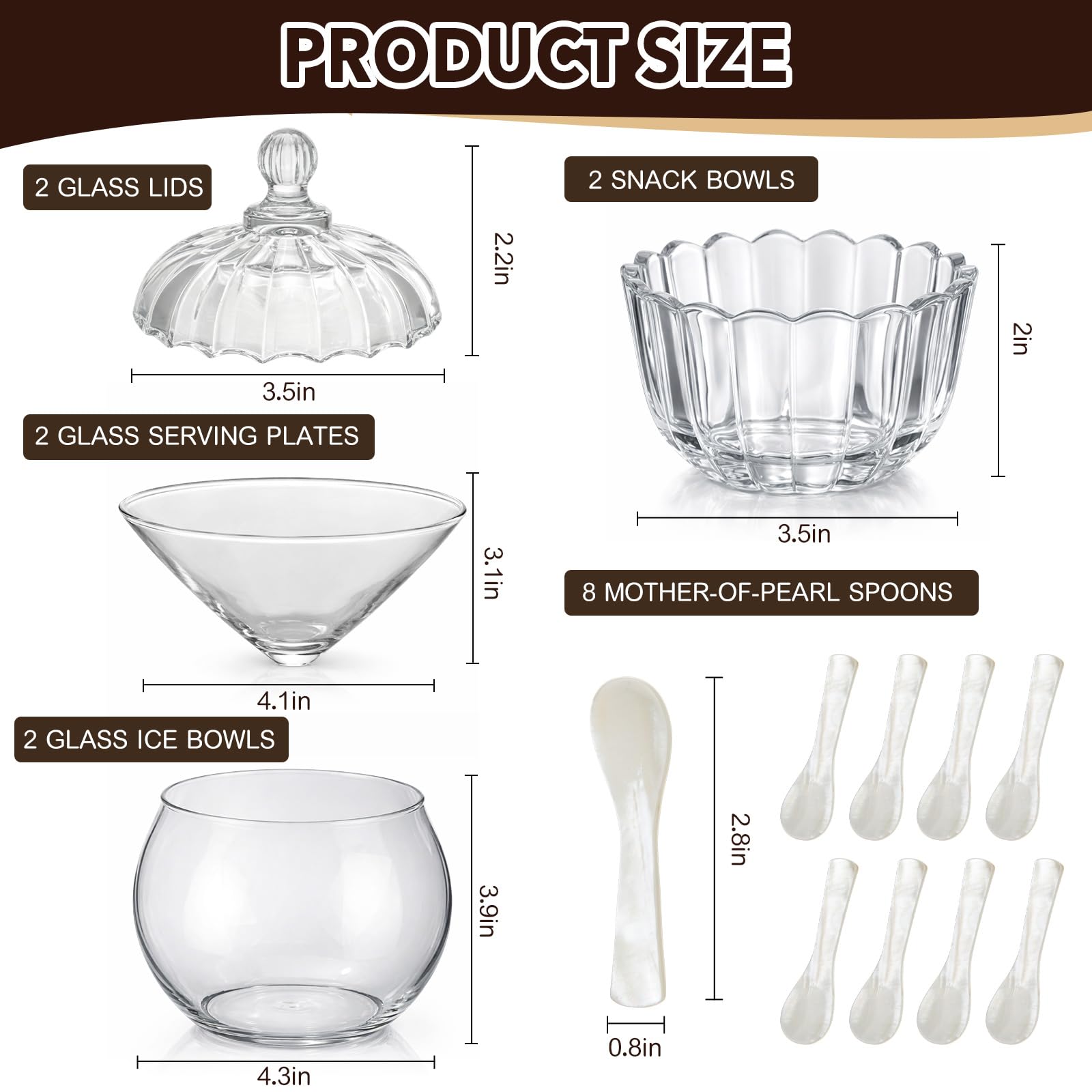 Glass caviar dish with cover and two lids and coolers