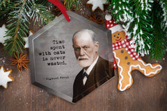 Glass ornament with semi-translucent image printed with non-toxic inks