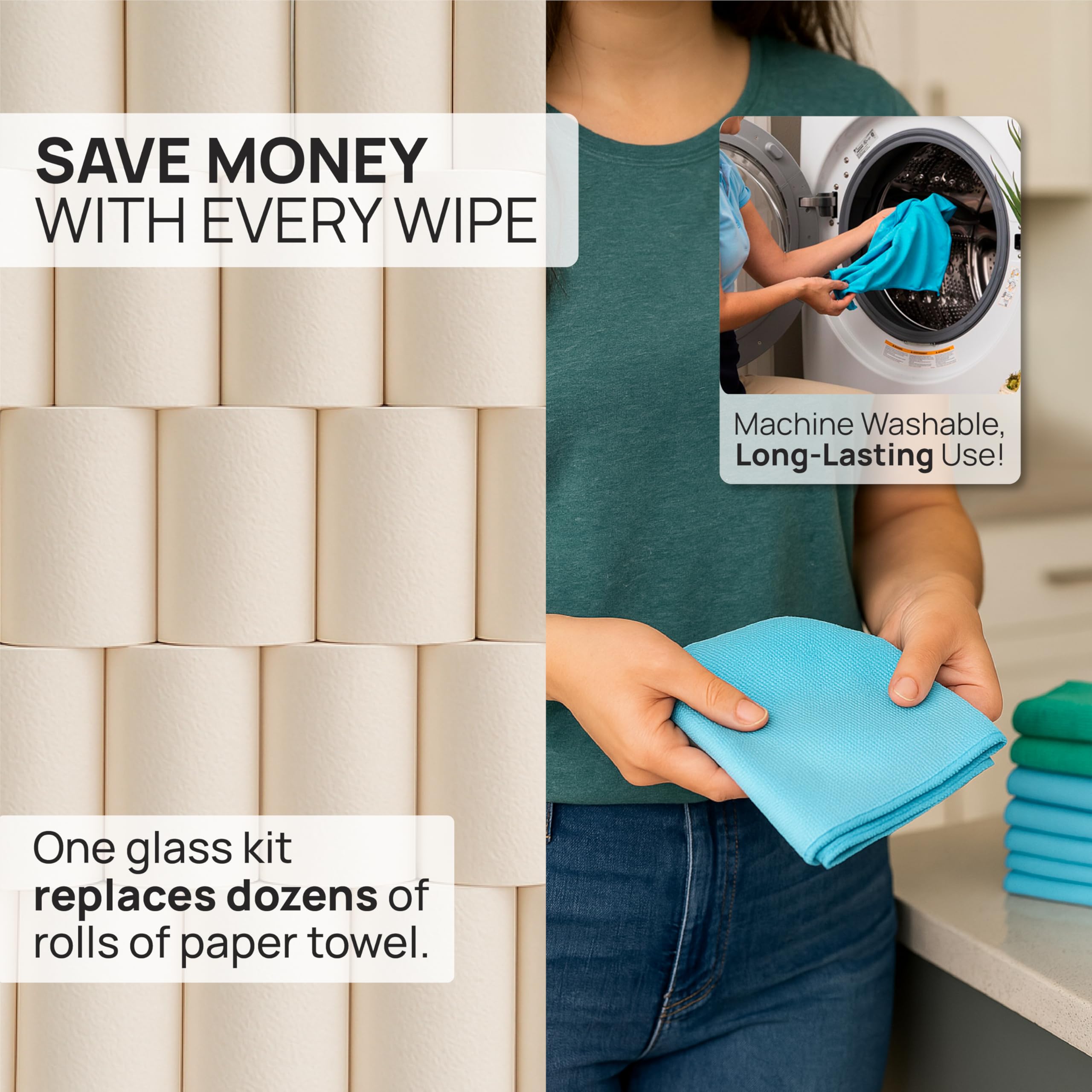 Durable reusable microfiber towels designed for streak-free glass cleaning