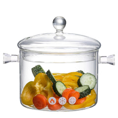Glass Cooking Pot 1.5L with cover for stovetop use