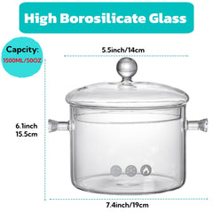Clear borosilicate glass saucepan