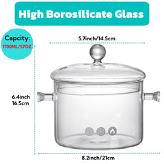 Clear borosilicate glass saucepan with cover