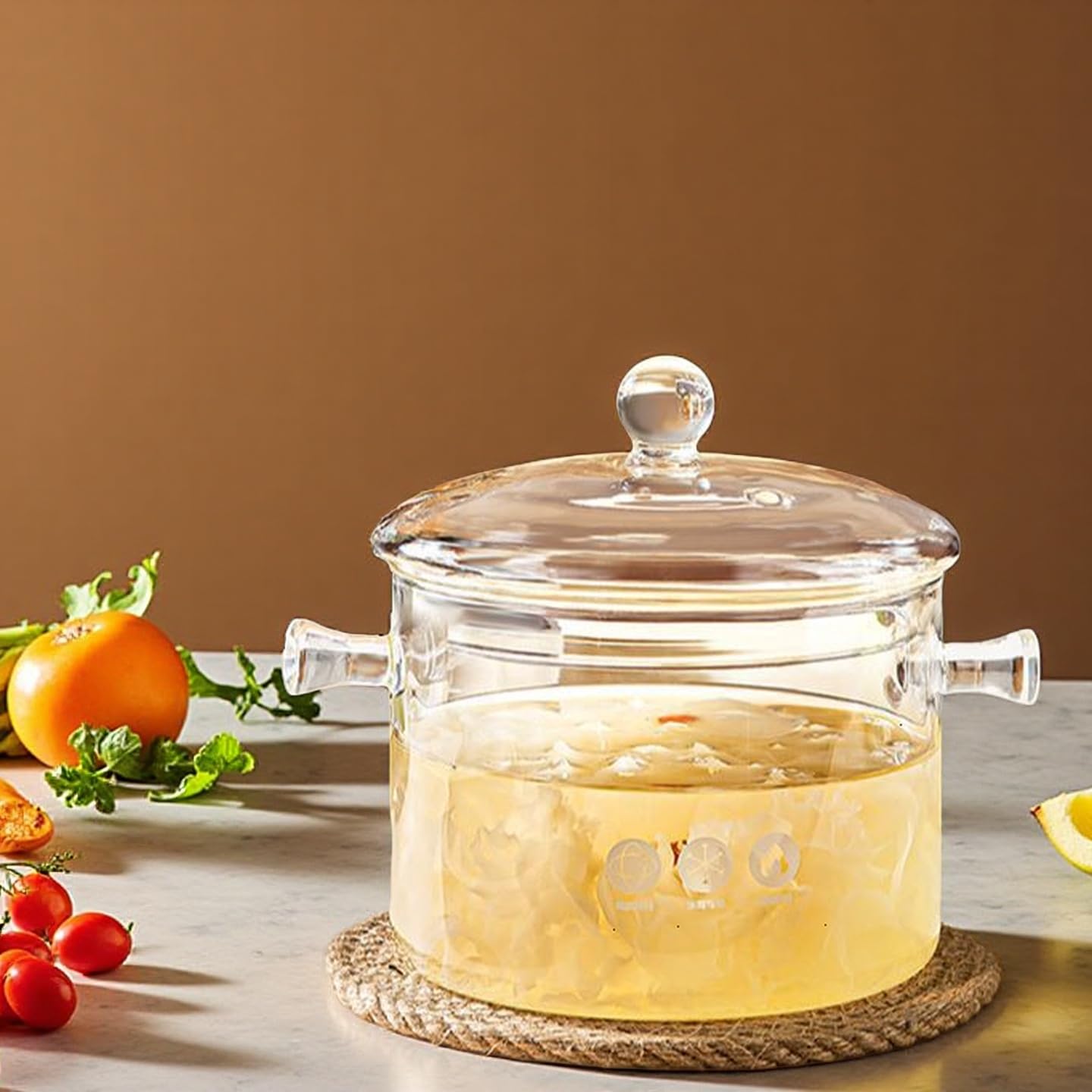 Dishwasher safe glass pot with cover