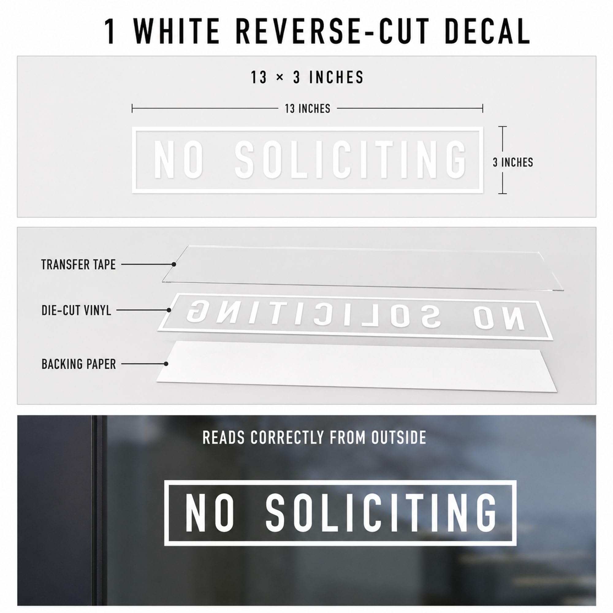 Glass door notice 13x3 inch readable from outside