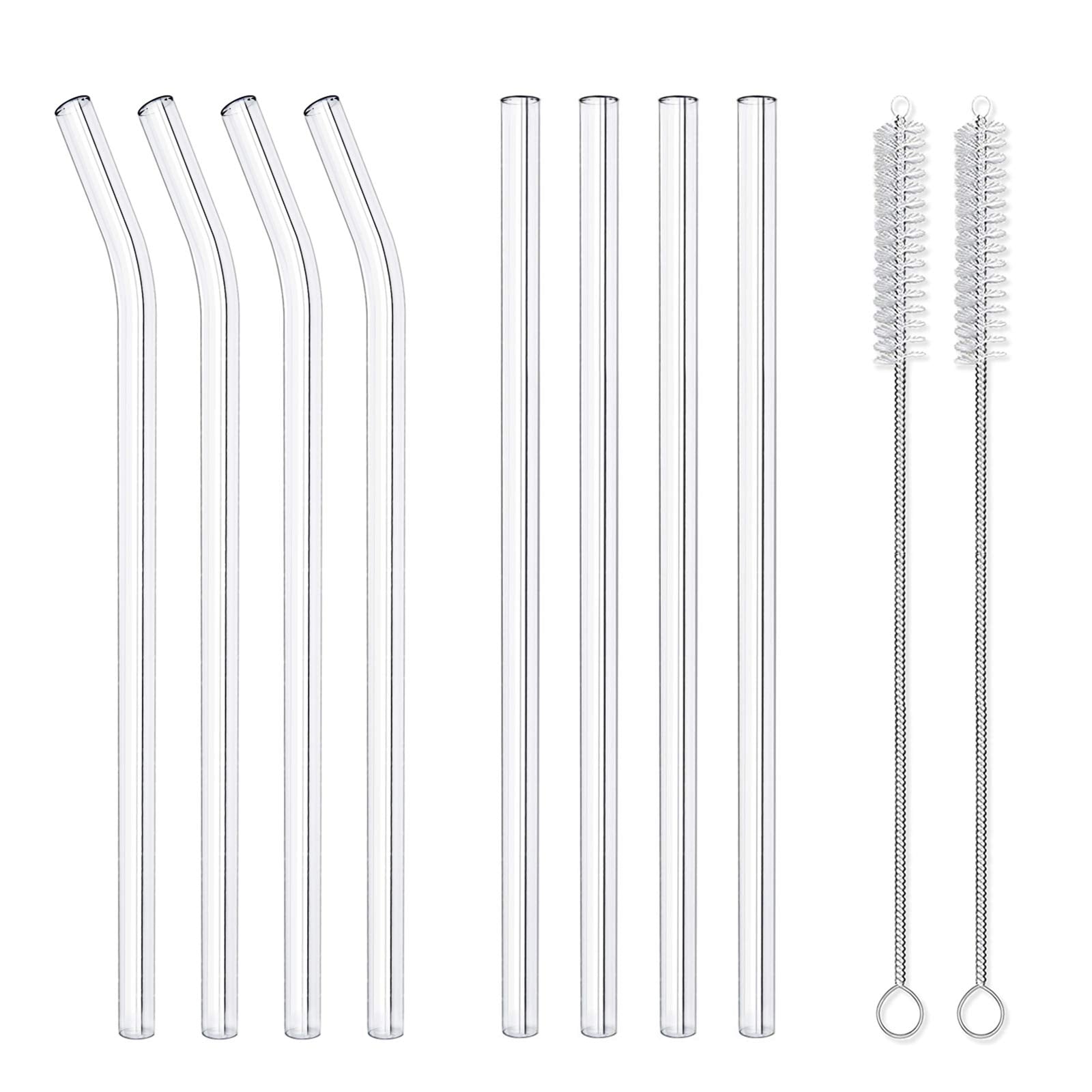 10 inch glass straw set 10 mm diameter