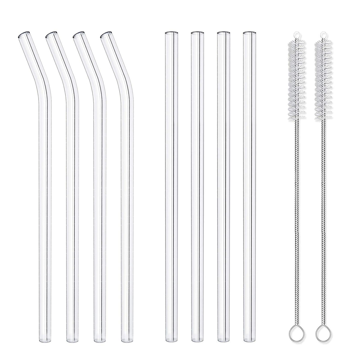 10 inch glass straw set 10 mm diameter