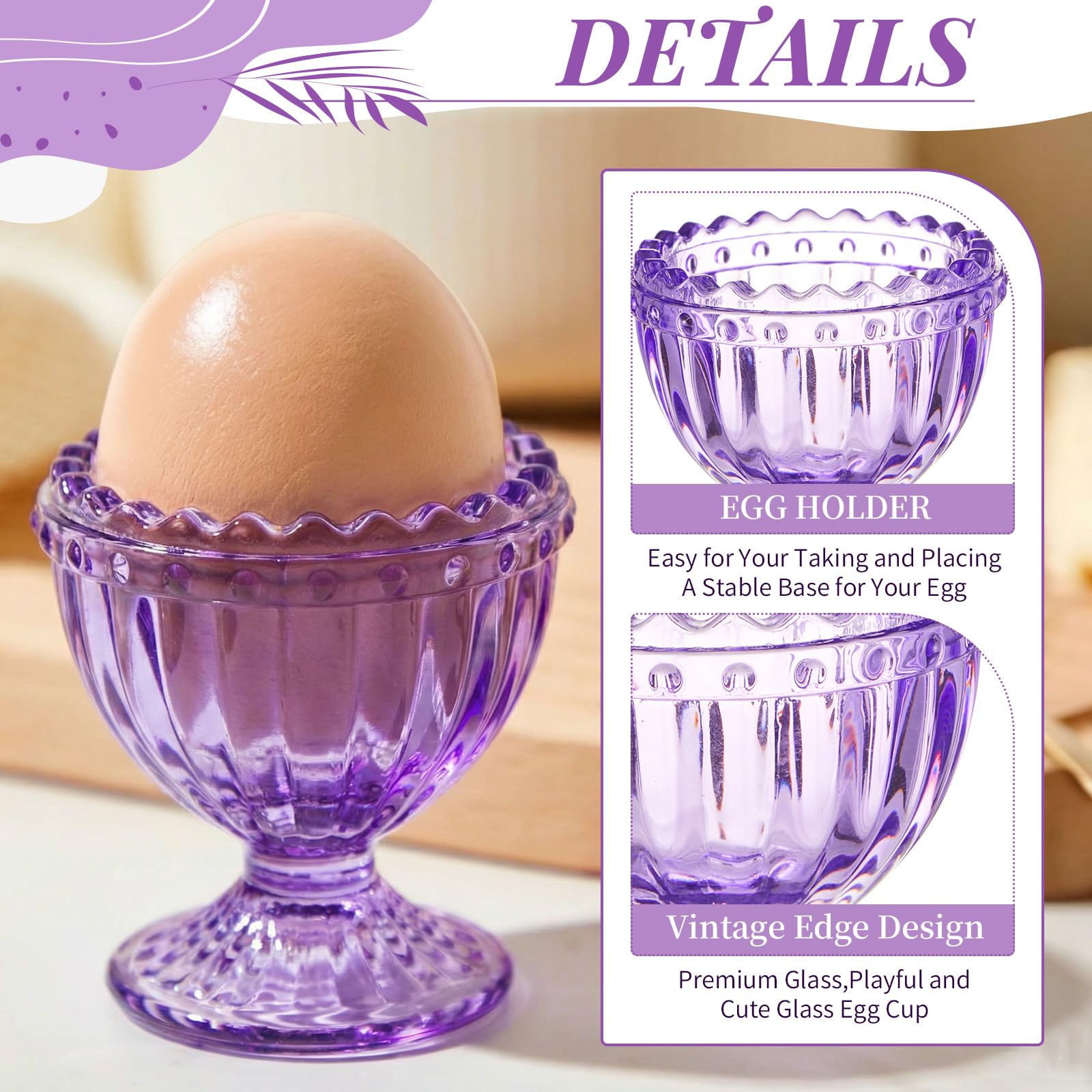 Egg cups height 2.36 inches with top opening 2.17 inches